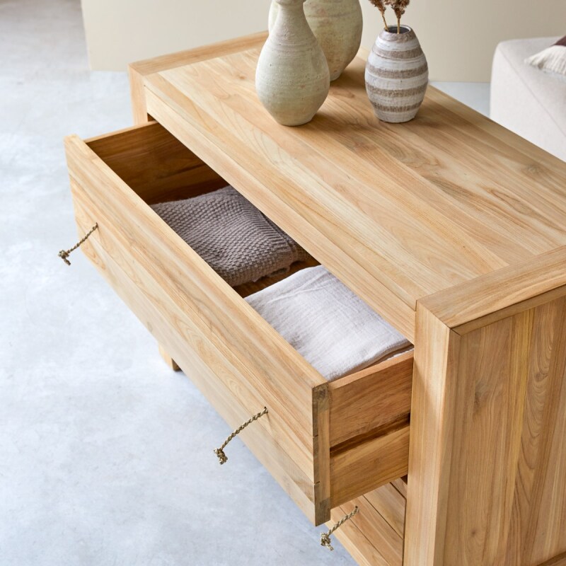 Commode de rangement en teck massif Minimalys