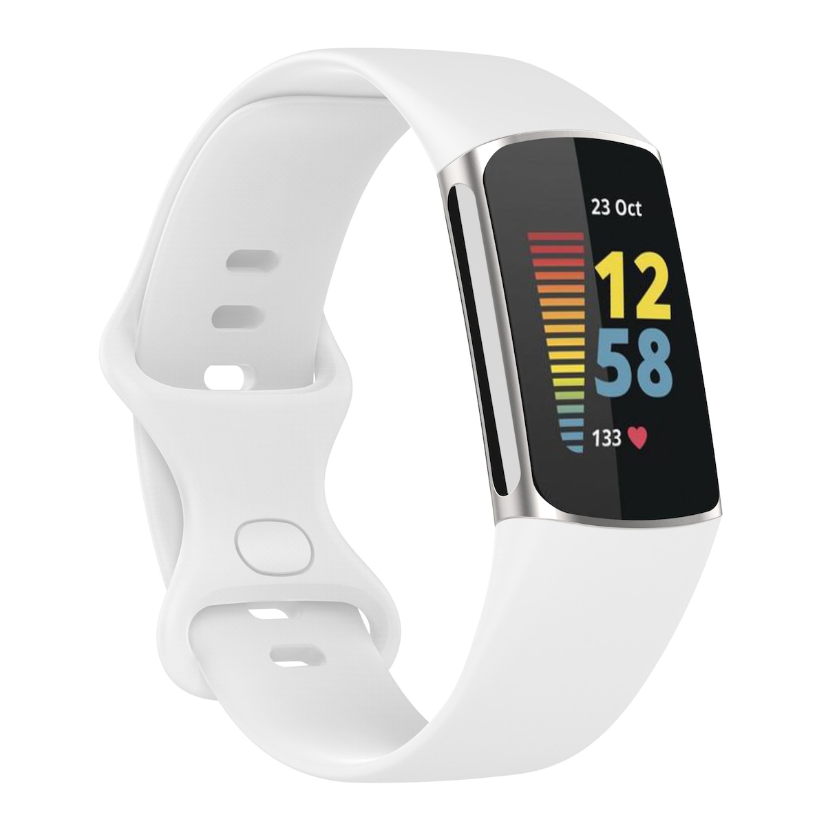 Silikonklokkerem for Fitbit Charge 5 Charge 6 Hvit L