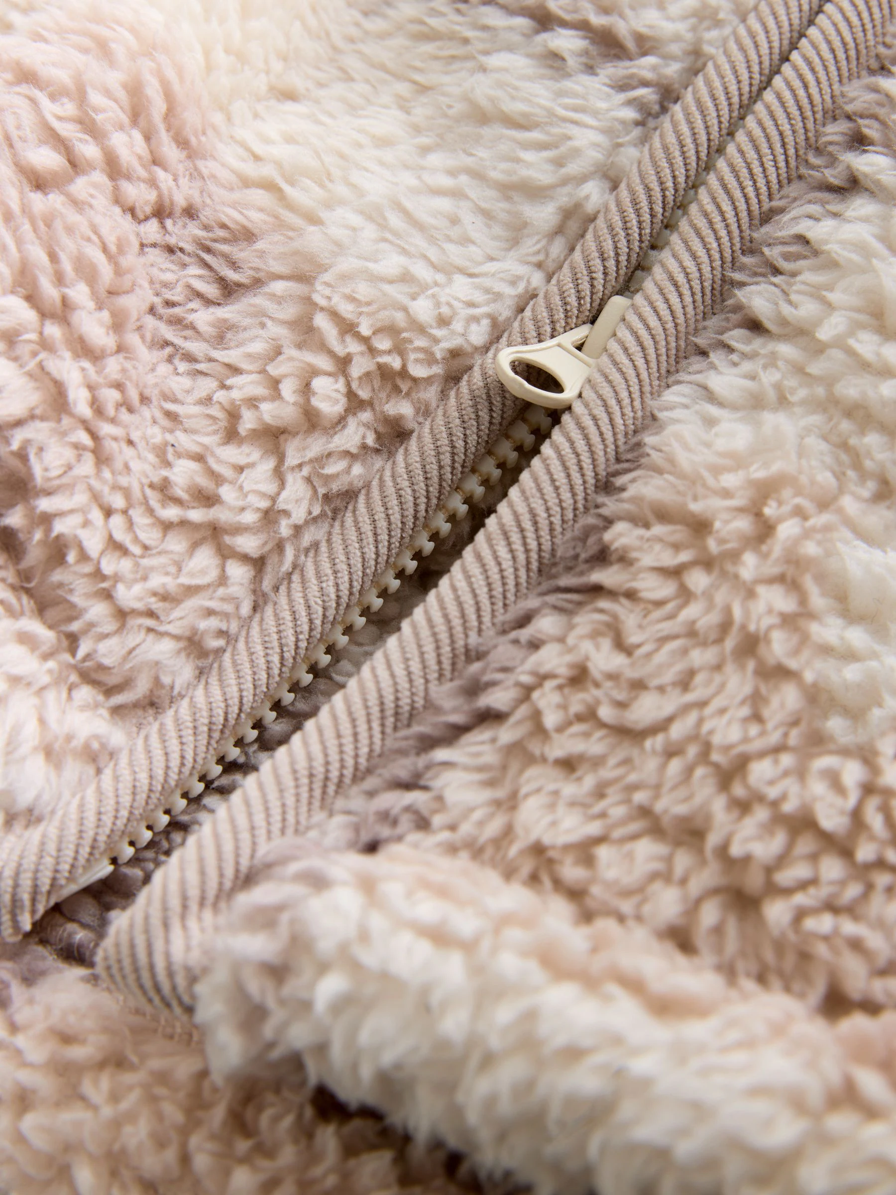 Neutraal/roze - Cosy Teddy Borg Zip Through Dressing Gown