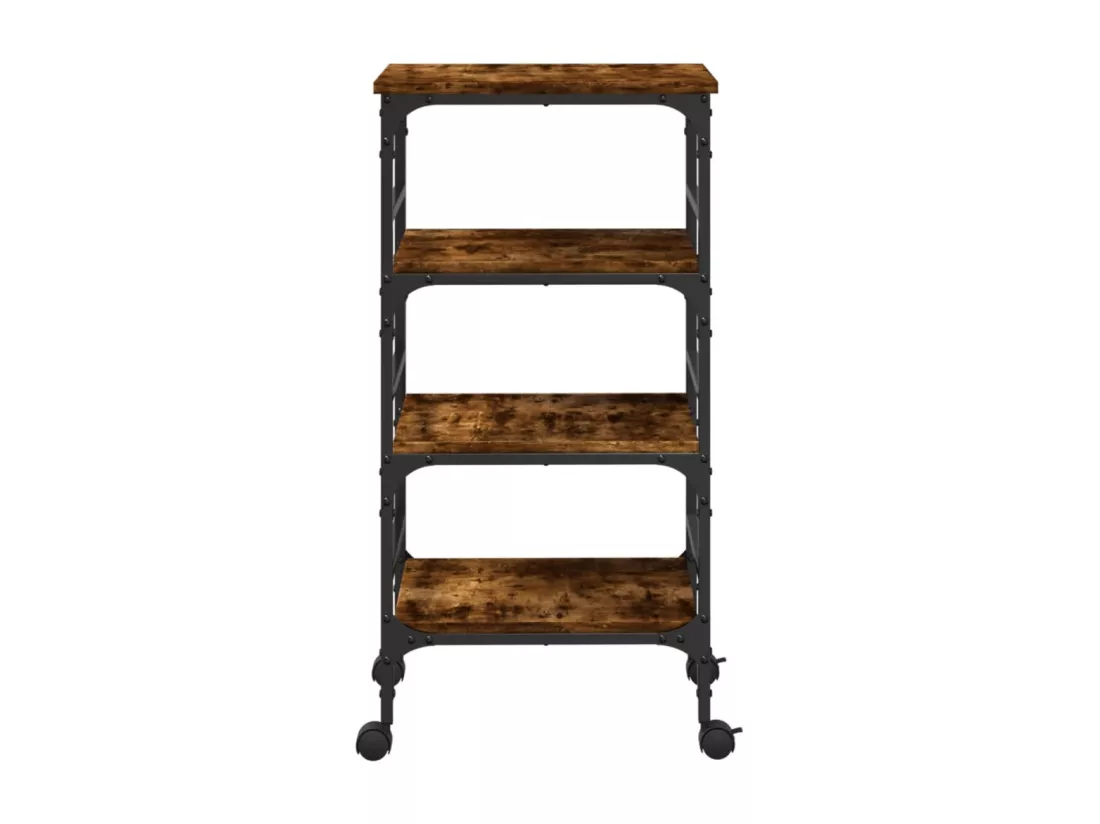 Chariot de cuisine chêne fumé 45x35x89,5 cm bois d'ingénierie