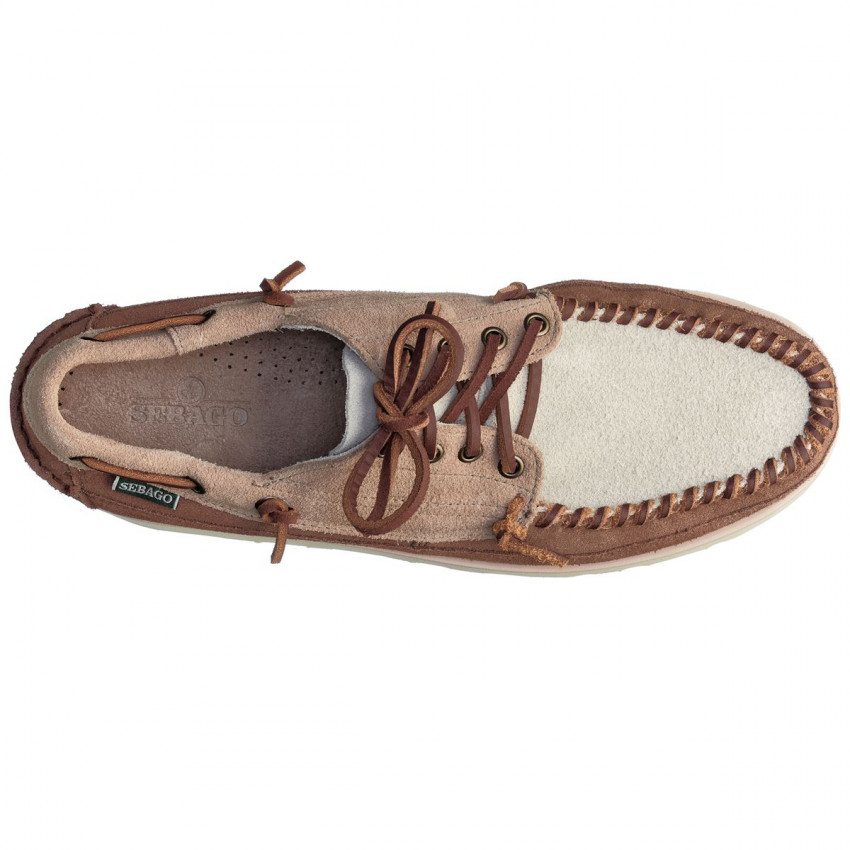 CAYUGA CAMEL PAPYRUS COGNAC-Mocassin tricolore en daim graissé pour homme