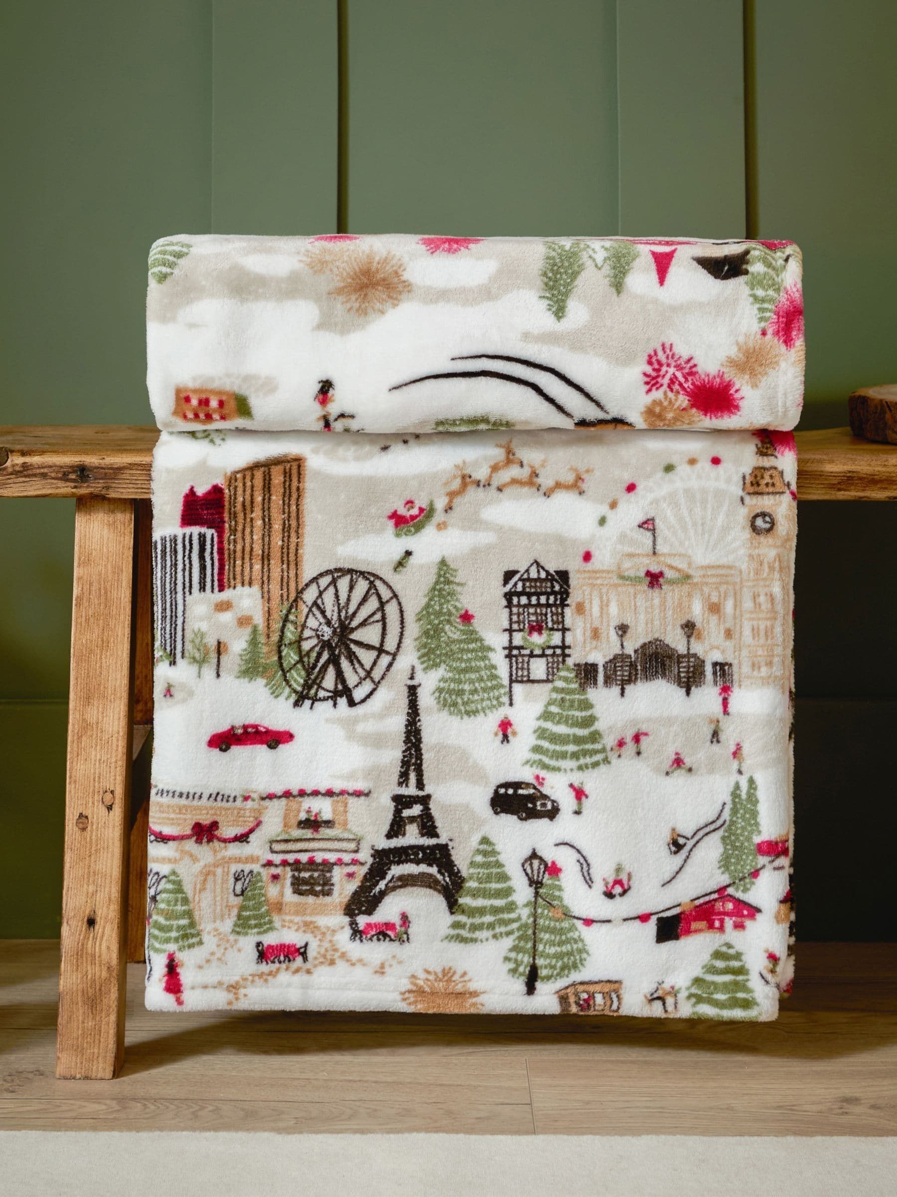 Furn Christmas Joy To All Printed Fleece Throw