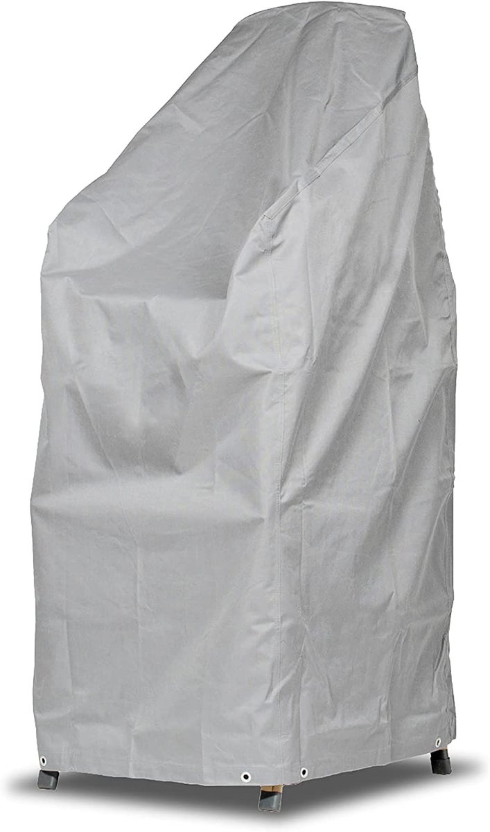 More Garden - Premium PROTECT stapelstoelhoes, 68 (B) x 96 (D) x 110/150 (H) cm | Waterdichte, uv-bestendige en ademende tuinmeubelhoes van robuuste stof | Taupe (lichtgrijs)