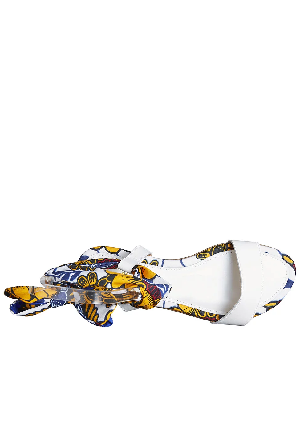 SANDALE NOUEE CUIR BLANC ET WAX