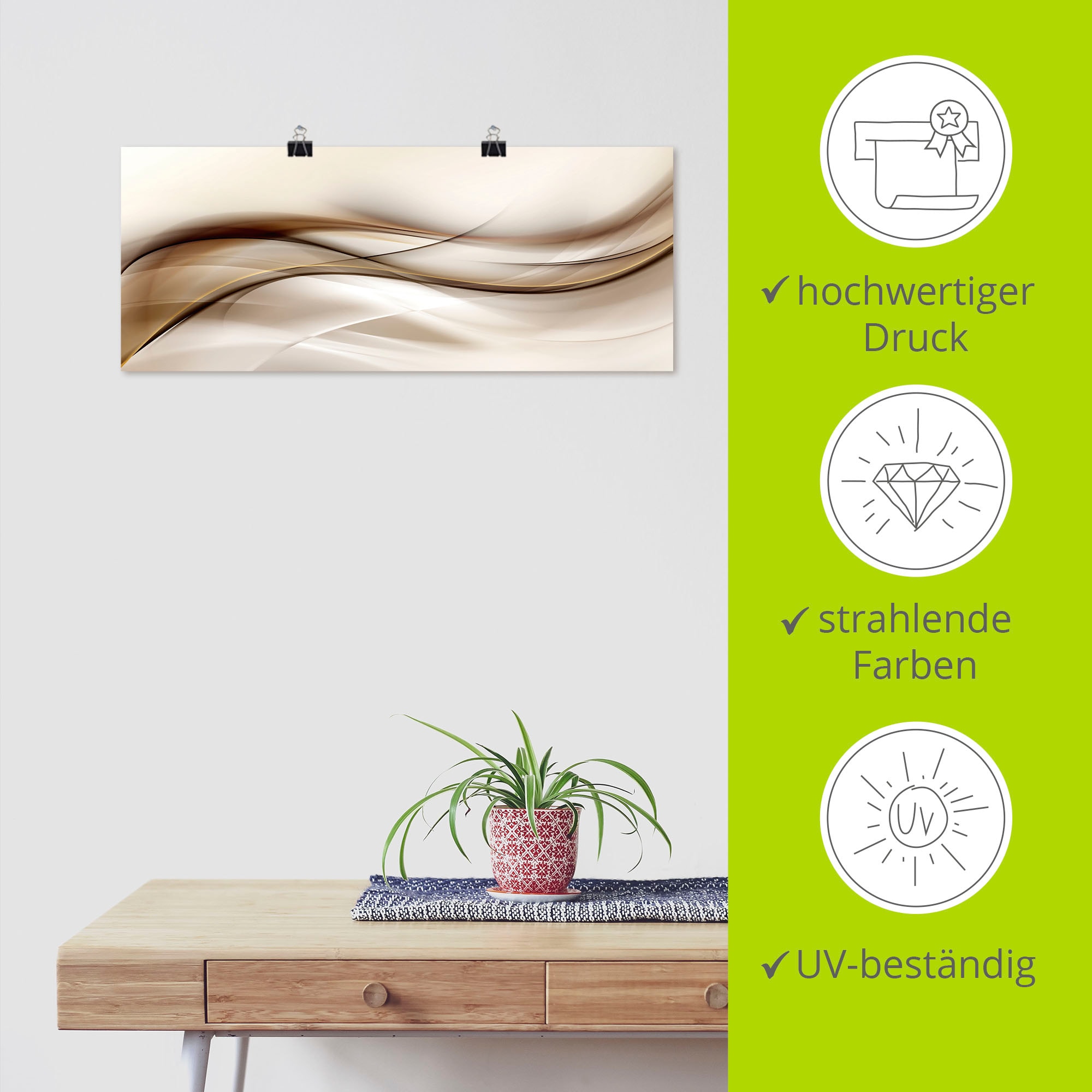 Artland Wandbild »Braune abstrakte Welle« Muster 1 Stk. tlg. als Alubild, Outdoorbild, Leinwandbild, Poster, Wandaufkleber