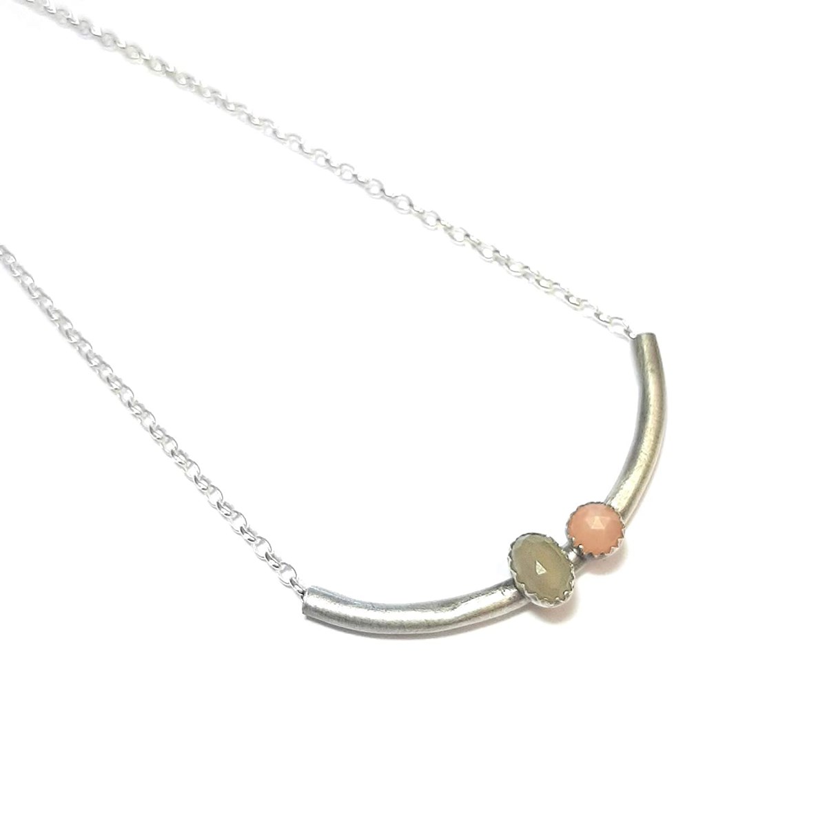 Collier Duo Pierre De Lune, Argent 925