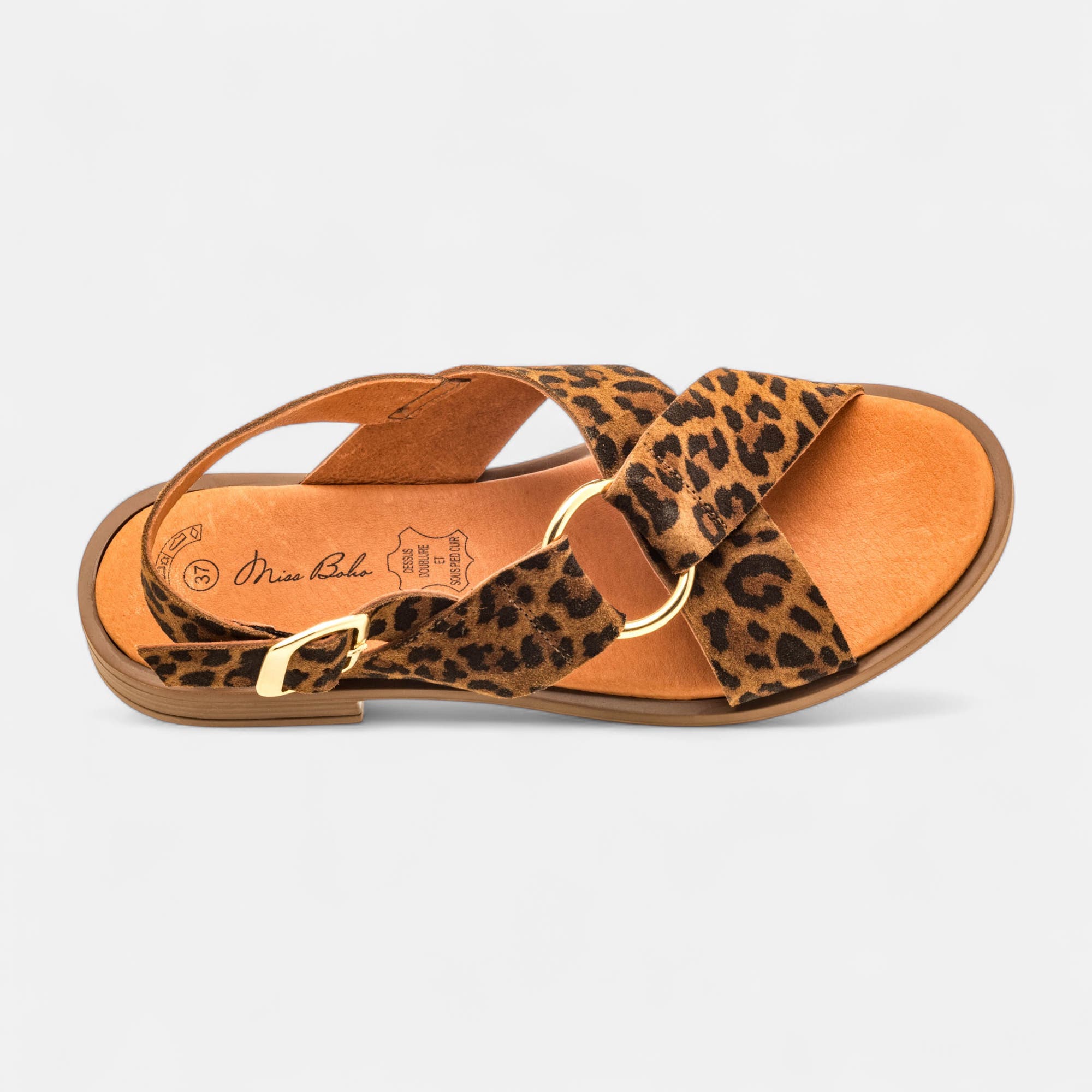 Nu-pieds Femme en cuir marron