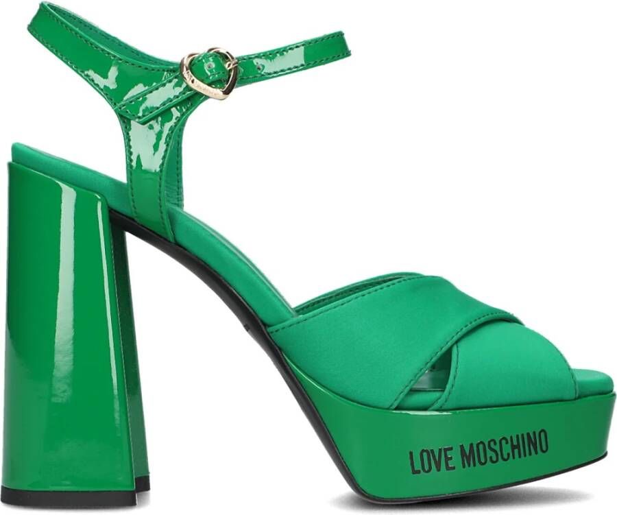 Love Moschino Groene Kruisband Blokhak Sandalen Green Dames