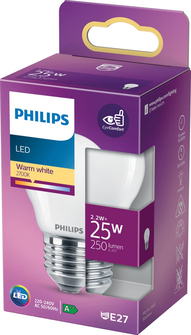 Philips LED-elpære 2.2W E27