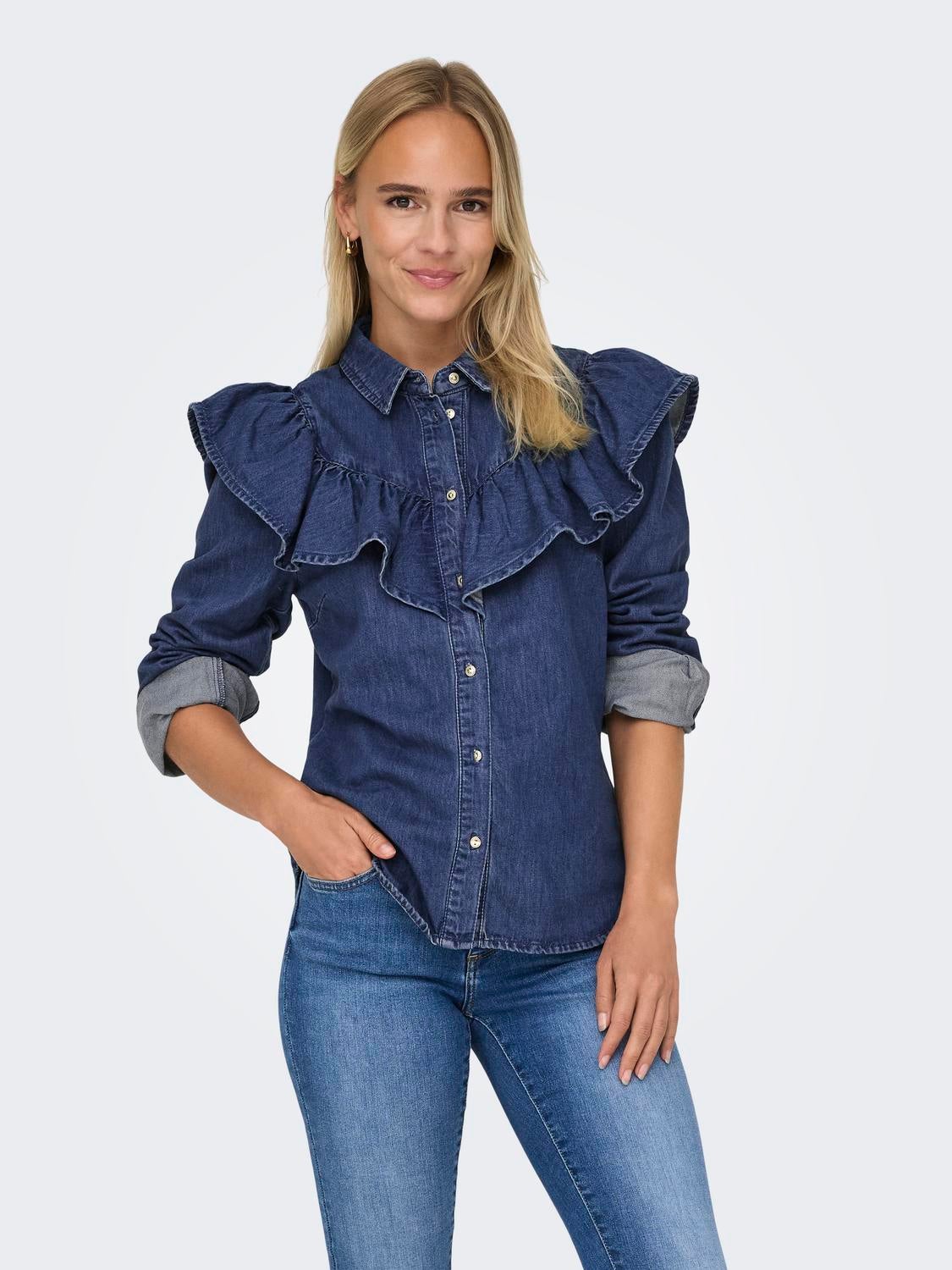 ONLINDIGO Jeanshemd Dark Blue Denim