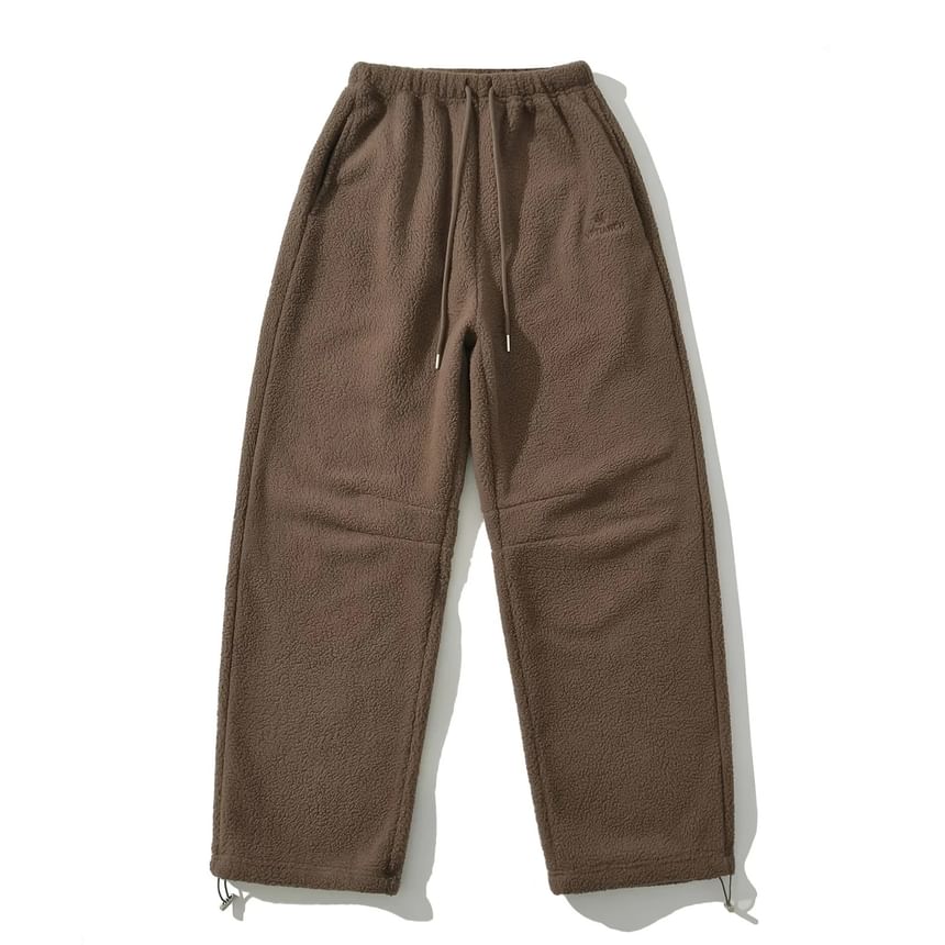Opuscule - Fleece broek met trekkoord en geborduurde letters