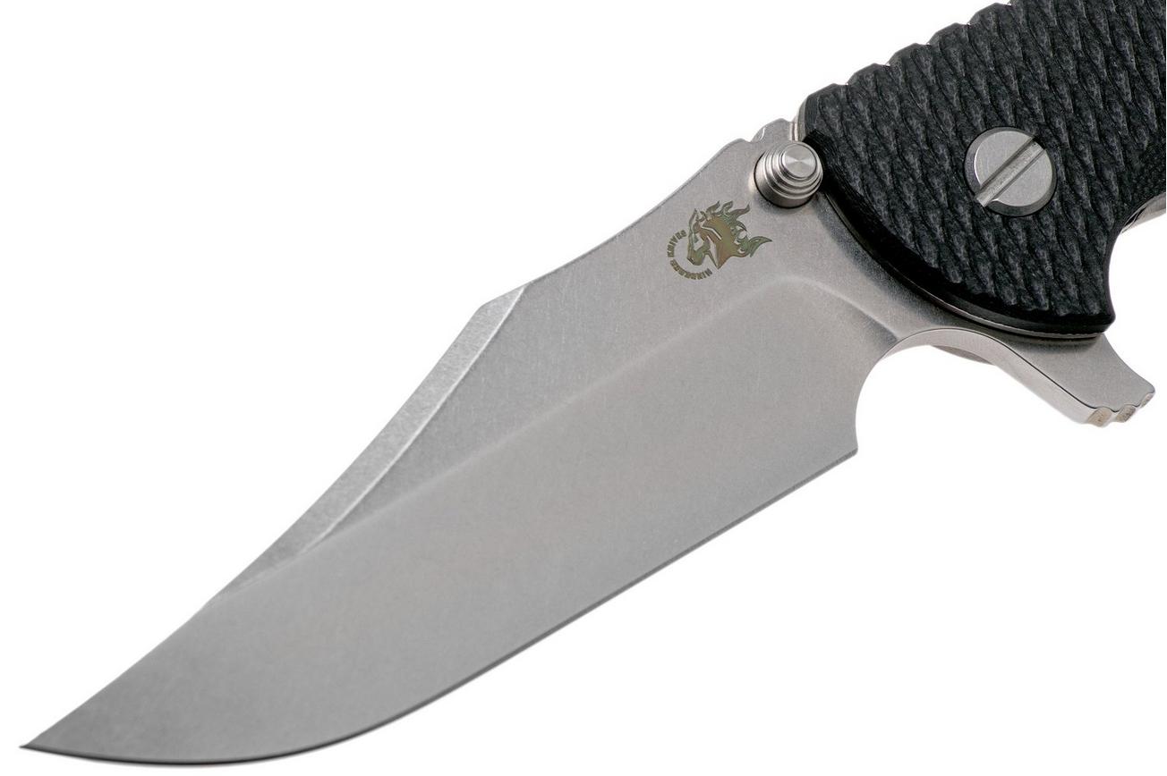 Rick Hinderer XM-24 4” Bowie, CPM 20CV, Stonewashed, Black G10 zakmes