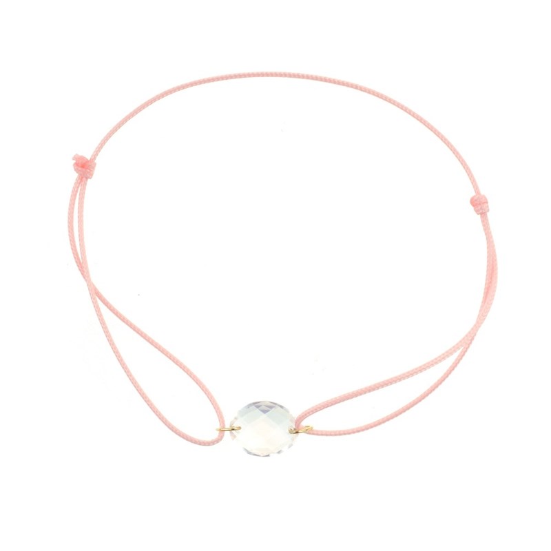 Bracelet femme cordon rose avec quartz rose - BeJewels