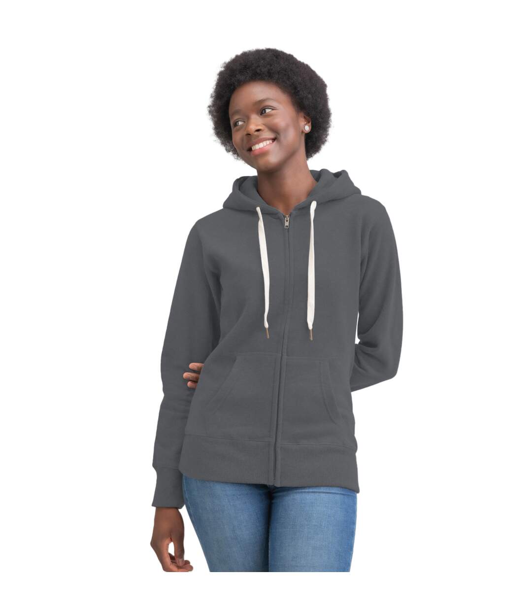 Mantis - Sweat-shirt à capuche et fermeture zippée - Femme (Gris clair) - UTBC2691