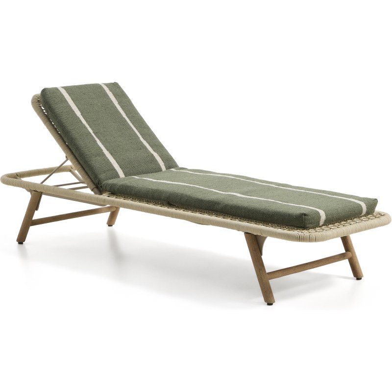 Coussin pour bain de soleil Daila avec motif Ikat 100 % PET vert 50 x 175 cm