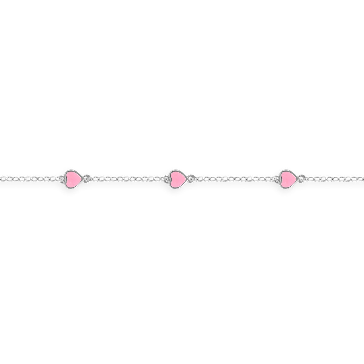 Bracelet pour enfant coeur rose en argent 925 rhodié