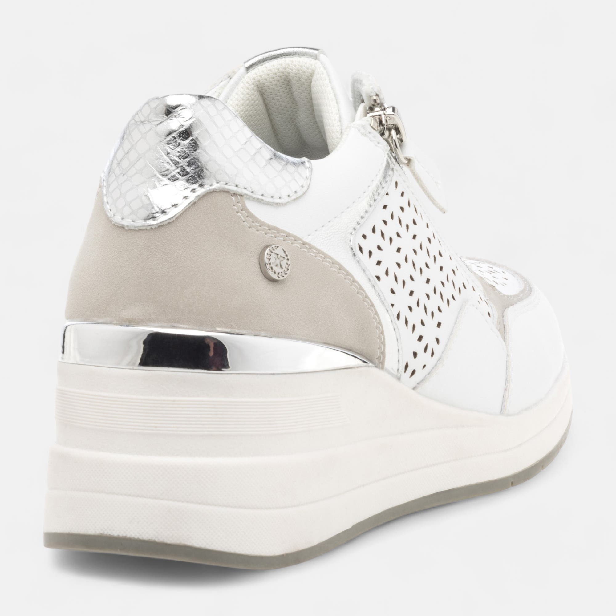 Baskets basses à talon compensé Femme blanc