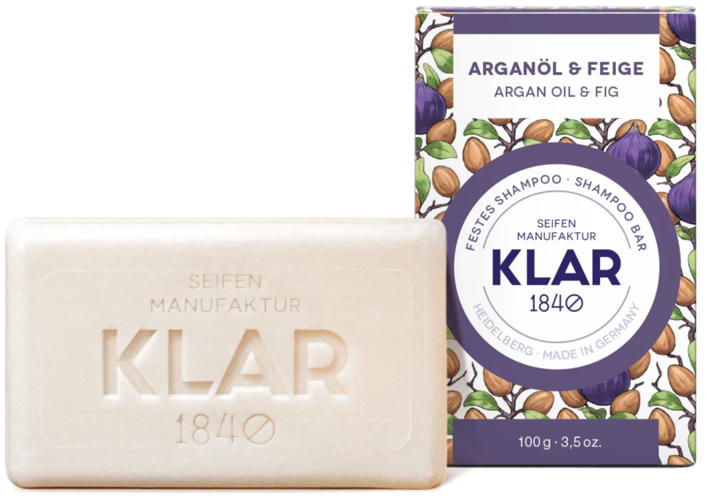 KLAR  Festes Shampoo Arganöl & Feige, 100 g
