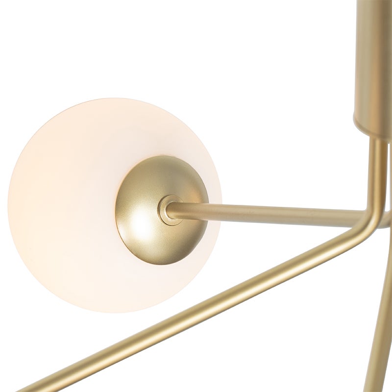 Moderne hanglamp goud met opaalglas 5 lampen - Coby