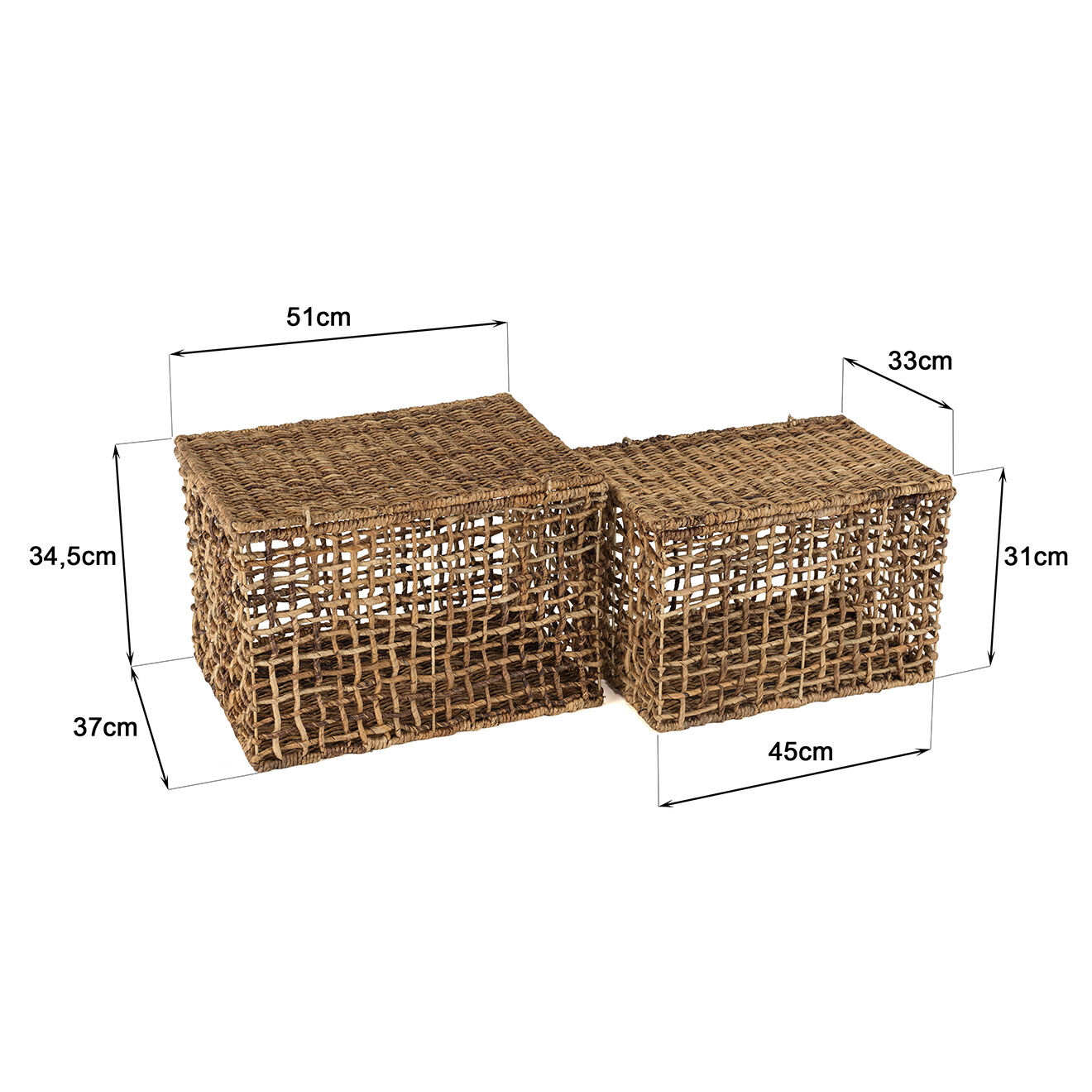 Macabane 2 Paniers de rangement en tissage naturel ajouré Sixtine naturel