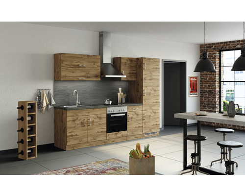 Held Furniture keukenblok met apparatuur Sorrento 270 cm eiken mat gedemonteerd omkeerbaar model 1005.6281