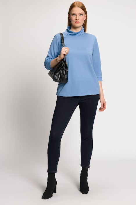 Shirt, Stehkragen, 3/4-Arm, elastische Bündchen, Lyocell