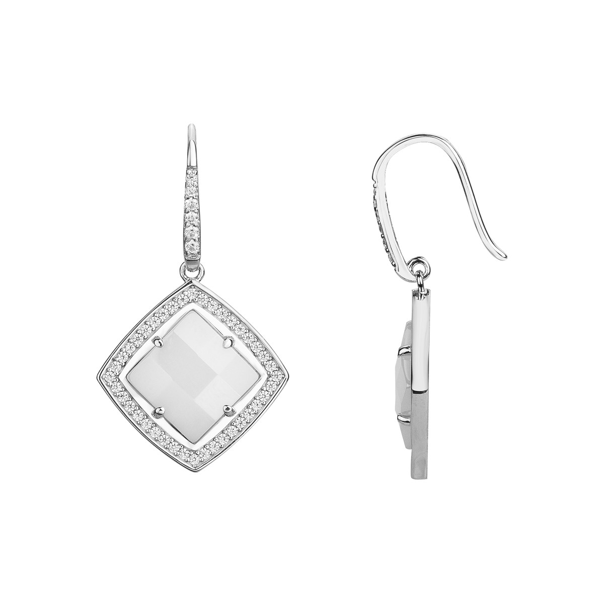Boucles d'oreilles pendantes en Argent avec oxyde de zirconium blanc