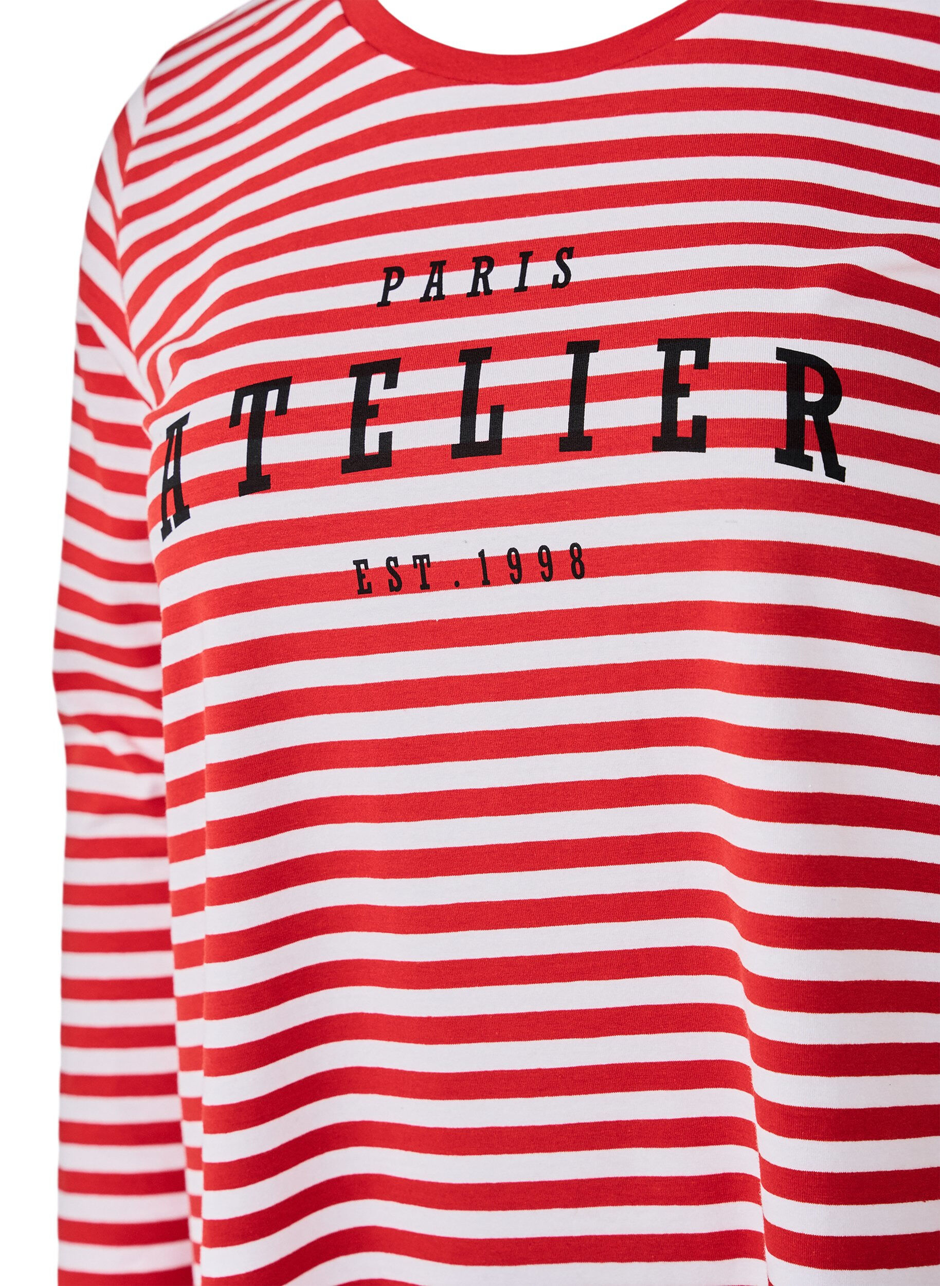 Bluse med striber og motiv