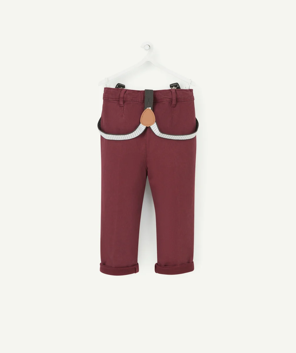 PANTALON CHINO BÉBÉ GARÇON PRUNE AVEC BRETELLES