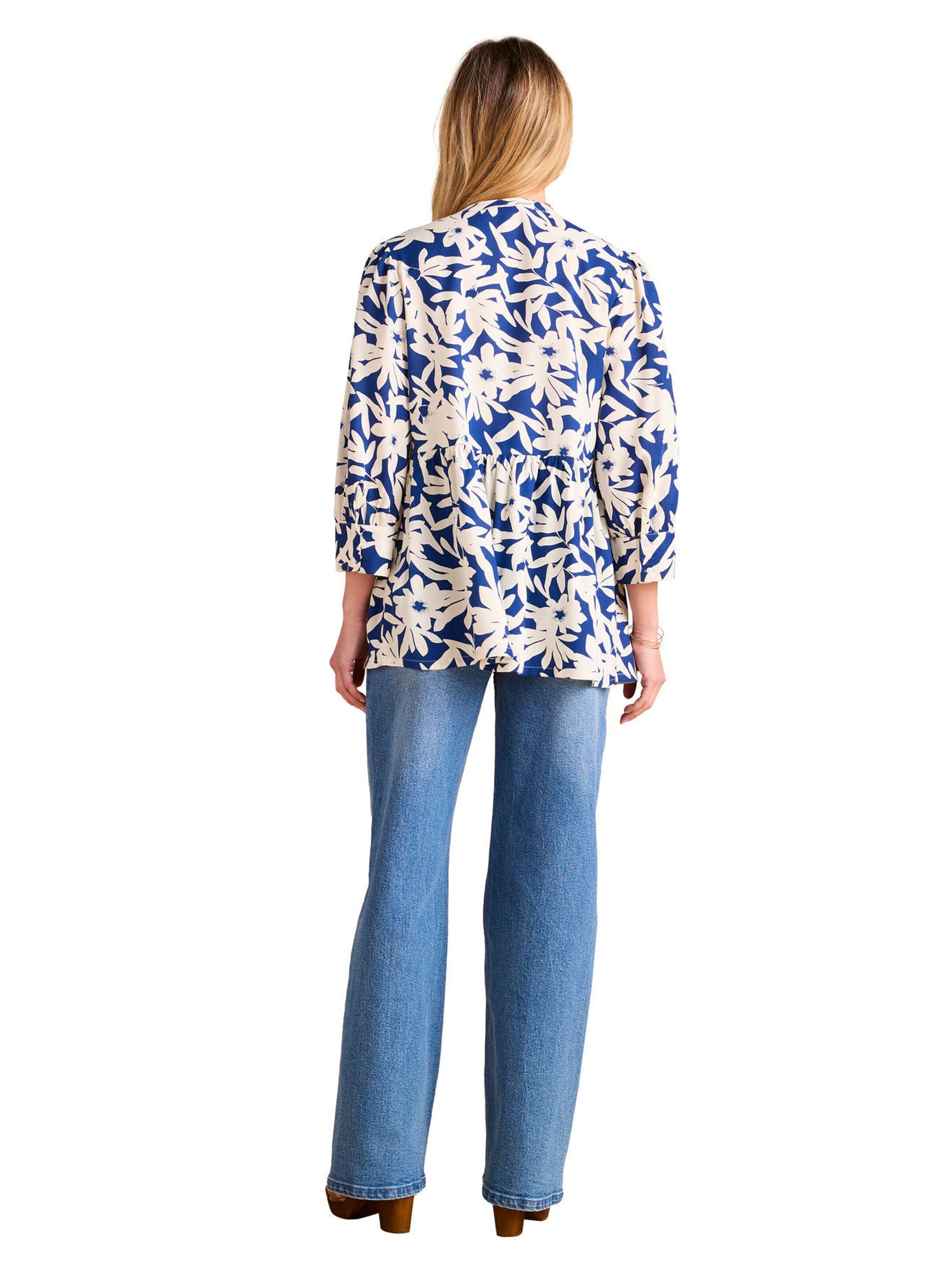 Envie de Fraise Bluse für Schwangerschaft und Stillzeit mit Blätterprint königsblau