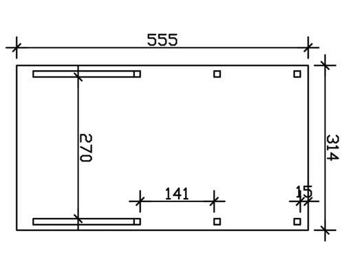 SKAN HOLZ Friesland enkele carport met 2 inrijbogen en paalankers, 314x555 cm, notenhout