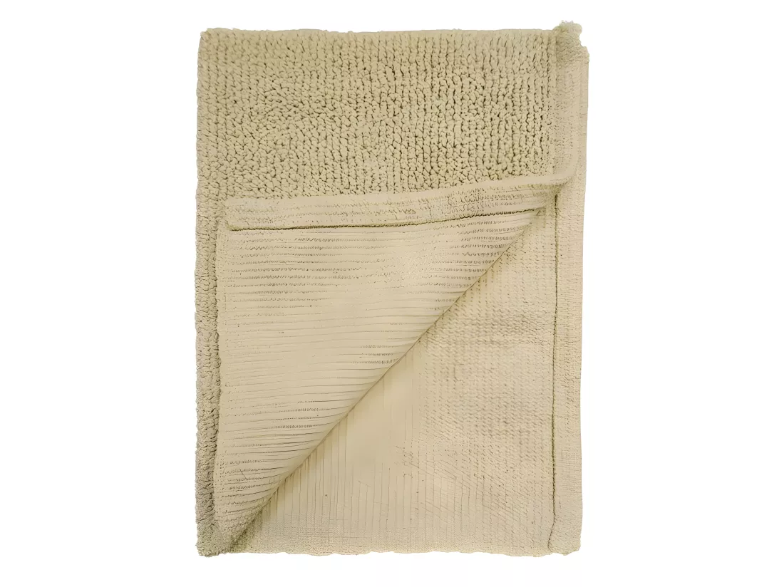 Lot 2 tapis de salle de bain 40 x 60 cm en coton jaune clair - PEPPO