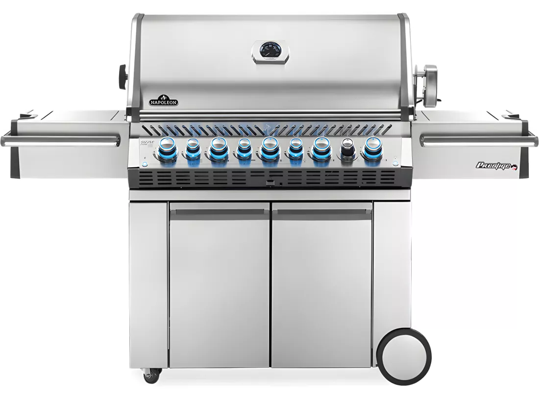 Barbecue à gaz Prestige Pro 665 SIB inox 5 brûleurs + Sizzle Zone + brûleur arrière + fumoir - Napoleon