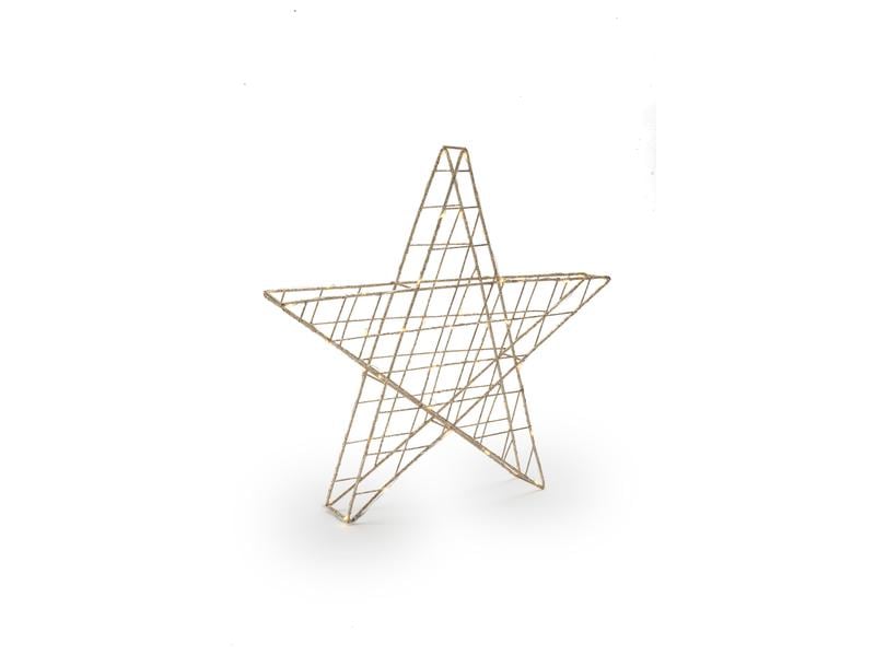 STT Tischdeko Svenja Star 3D Stern, 40 cm, Gold LED Weihnachtsdekoration