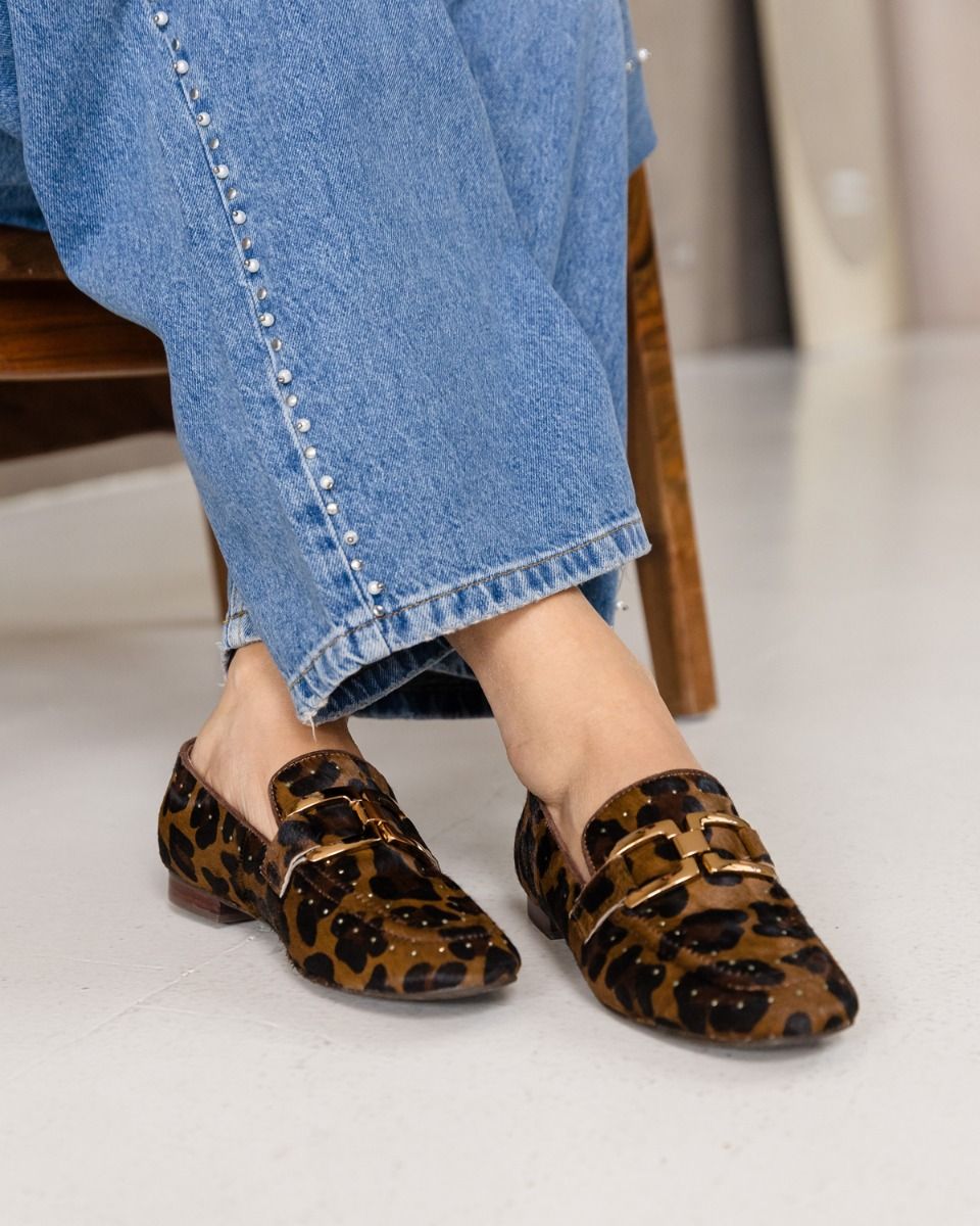 Di Lauro Catrina Bruin/Zwart Damesloafers