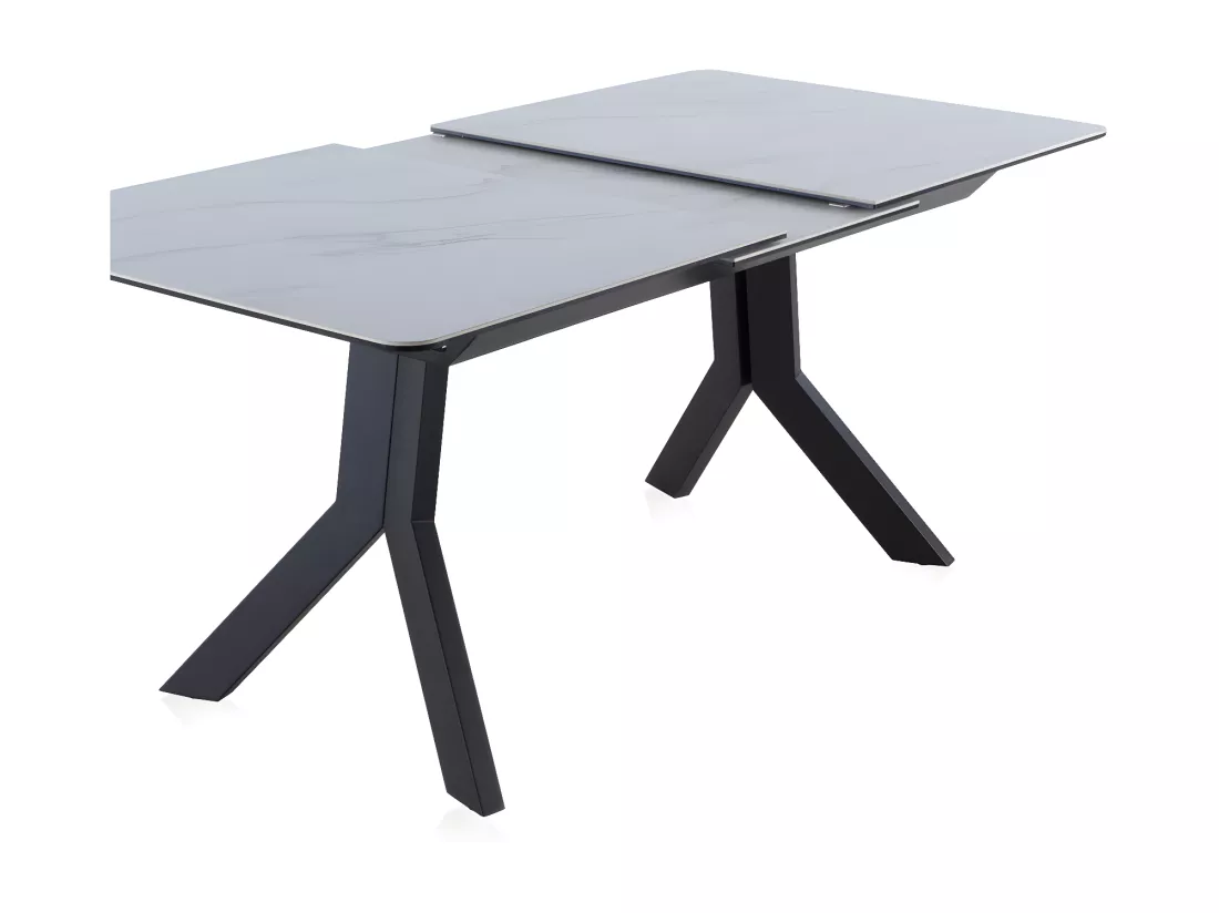 Table à rallonge en céramique blanche avec pieds en métal 160/210x90
