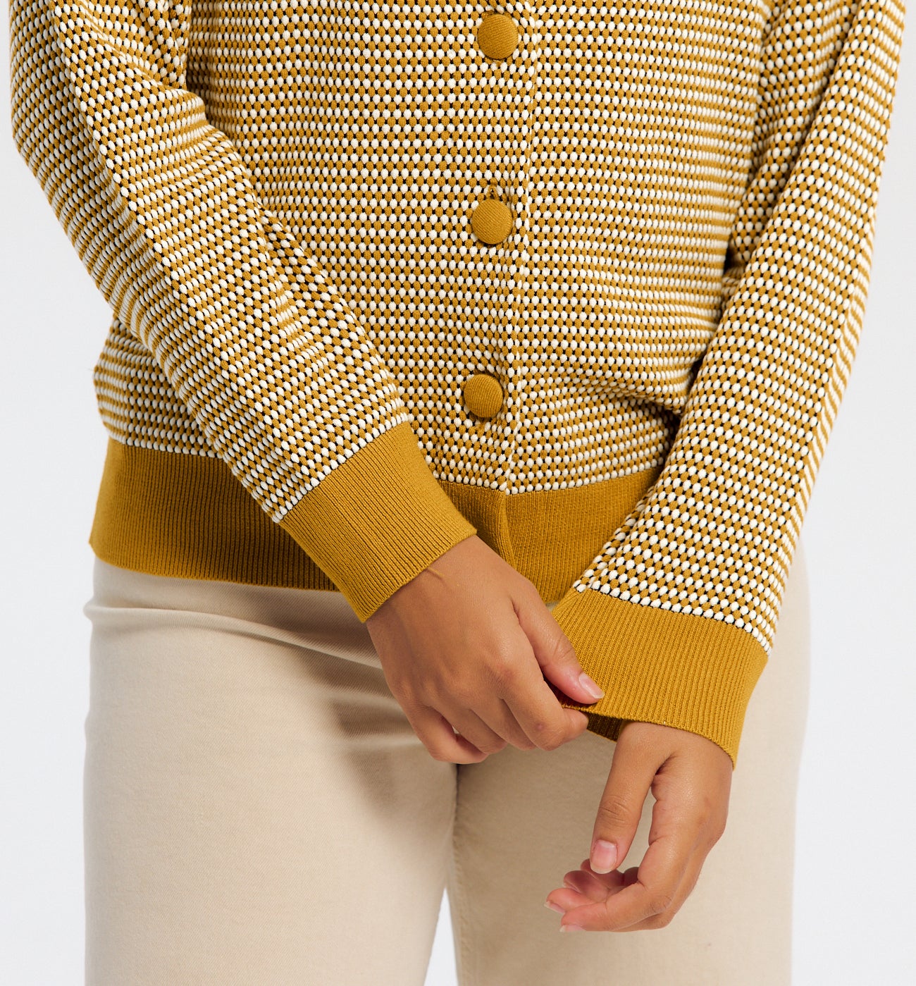 Gilet effet jacquard Femme - Imprimé ocre