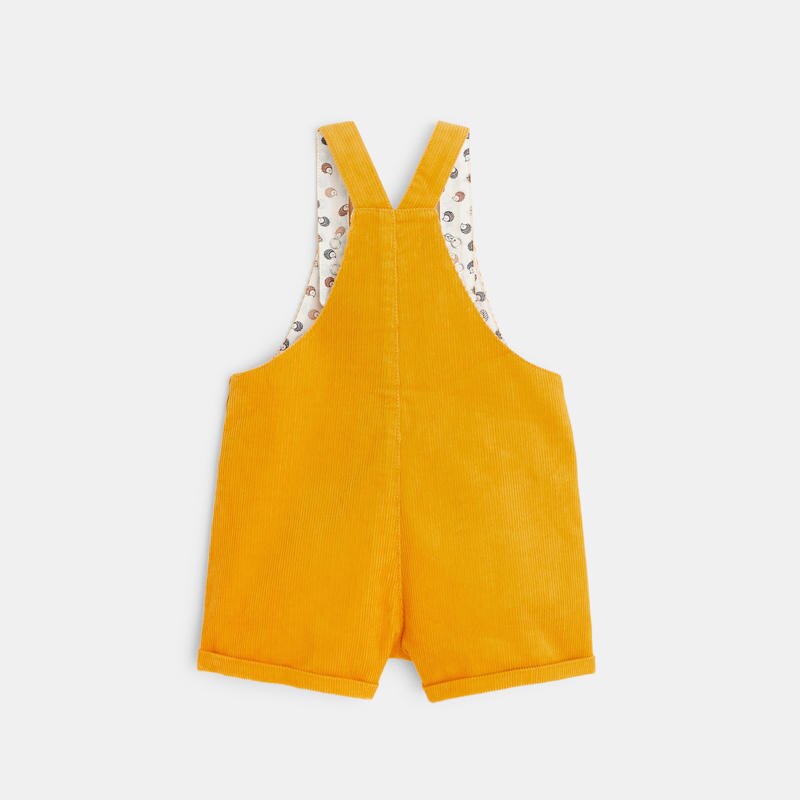 Salopette short en velours côtelé jaune bébé fille Jaune