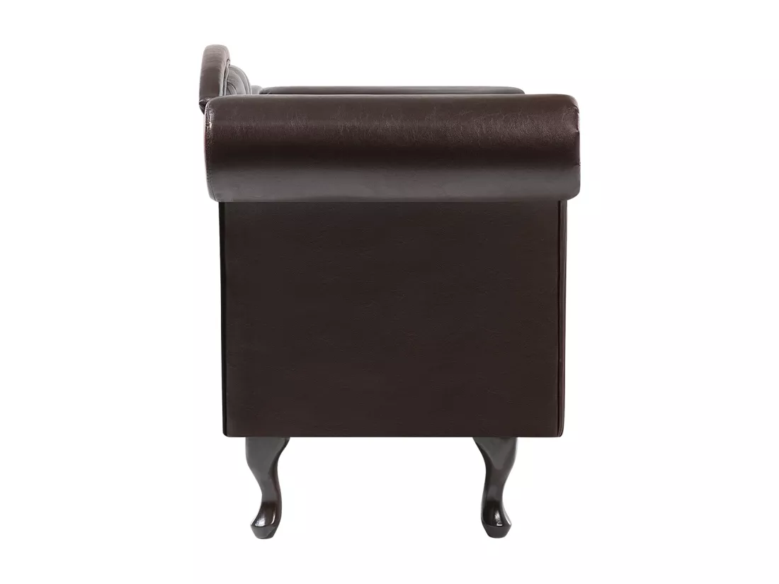 Chaise longue Chesterfield en cuir PU marron LATTES