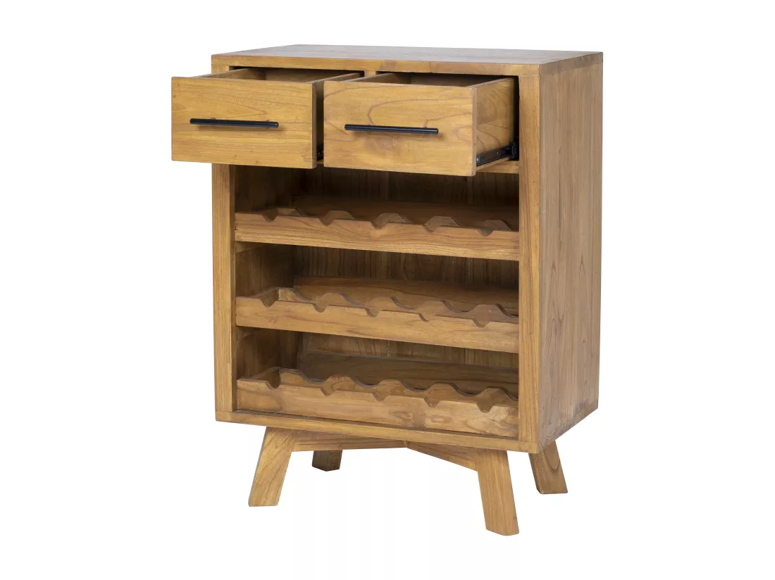 Range bouteilles vintage en bois de mindi - 15 bouteilles - L. 60 x P. 35 x H. 80 cm - AVEIRO