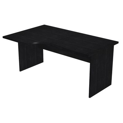 Bureau compact Trend - retour à gauche avec pieds panneaux - L160 - plateau imitation frêne noir