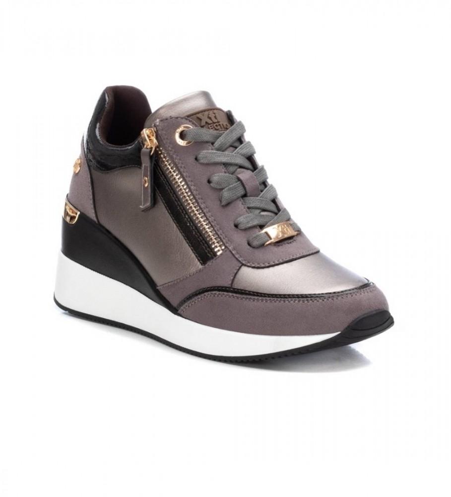 Tênis Xti 141990 cinza - salto plataforma de 6 cm -