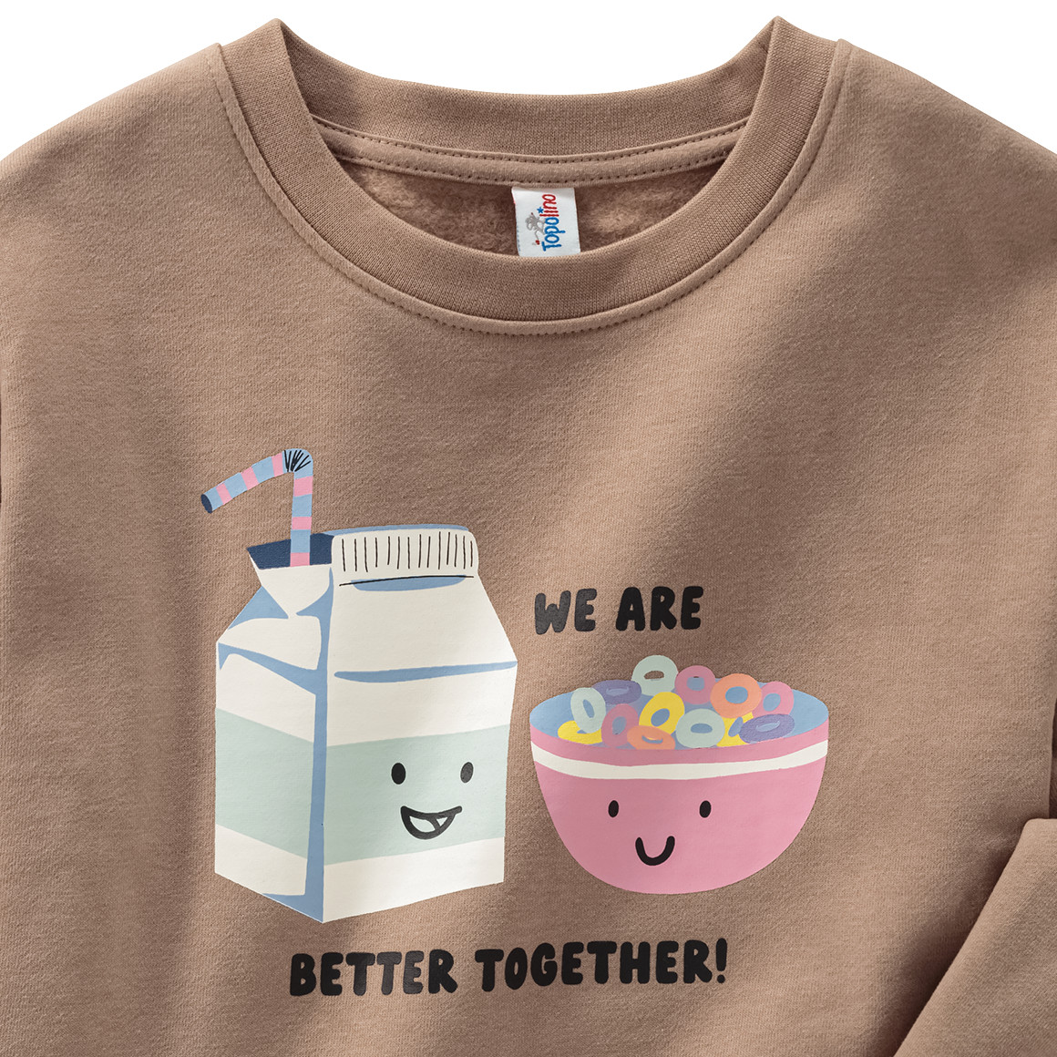 Topolino Kinder Sweatshirt  mit lustigem Print hellbraun