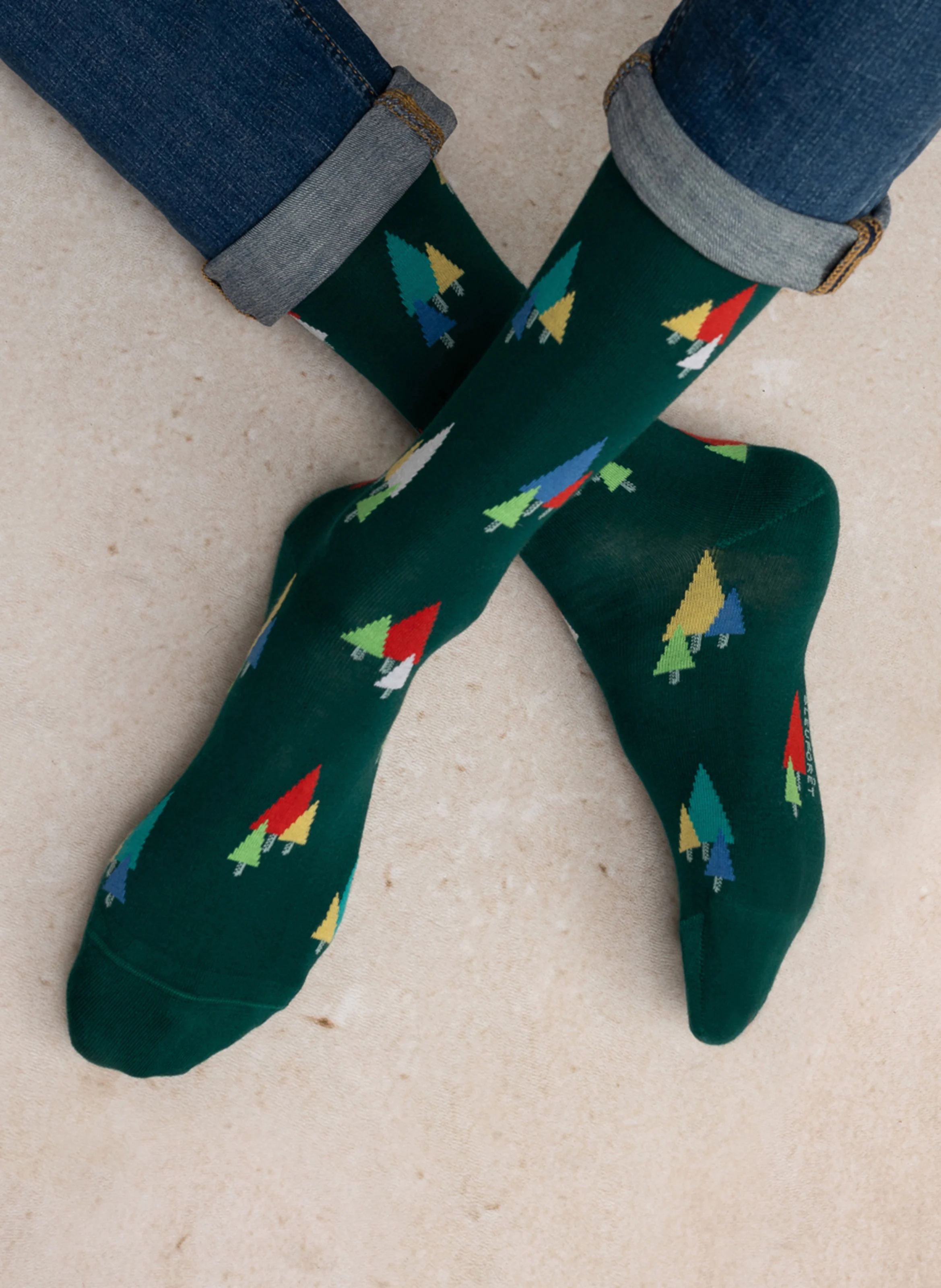 SAPINS - Chaussettes imprimées sapin en coton mélangé | Vert