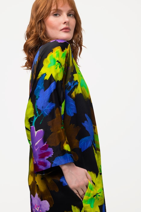 Midikleid, Blüten-Design, V-Ausschnitt, Halbarm
