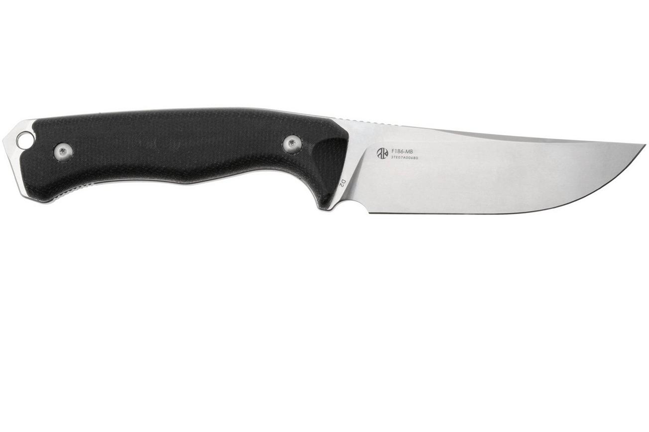 Ruike F186-MB Stonewashed D2, Black Micarta, vaststaand mes