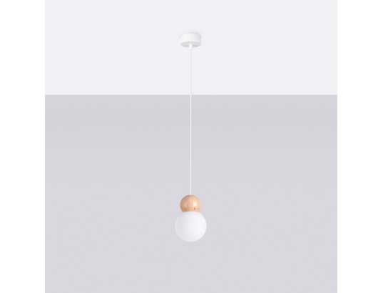 SOLLUX LIGHTING - Suspension Lampe suspendue pekka 1 blanc/bois naturel