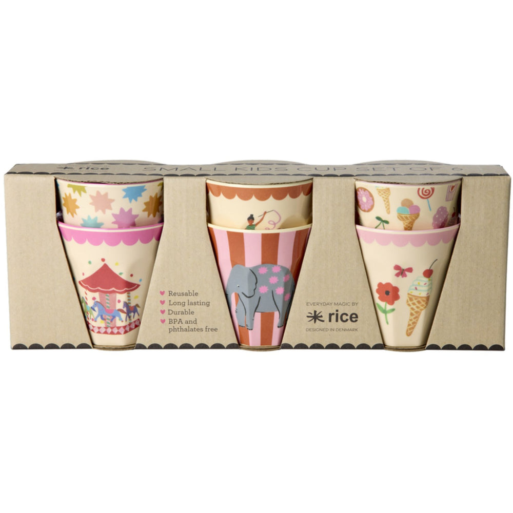 Køb Rice Fun Fair Print Pink Melamine Kopper Small 6 Pak