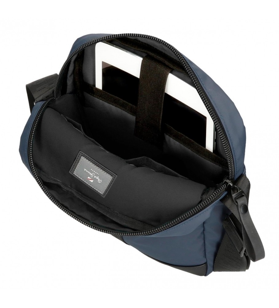 Bolsa de ombro Pepe Jeans Hoxton com suporte para tablet, cor azul marinho.