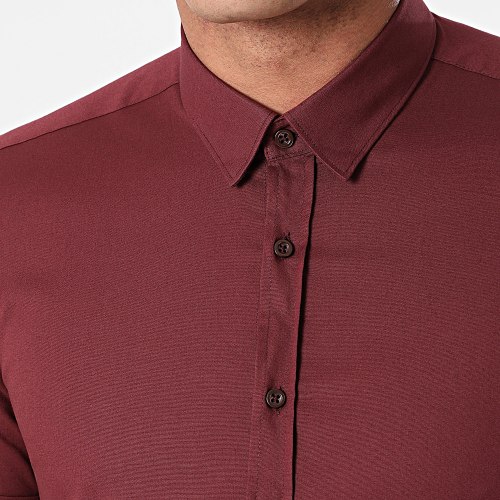 Chemise Manches Courtes Slim Fit 1363 Bordeaux